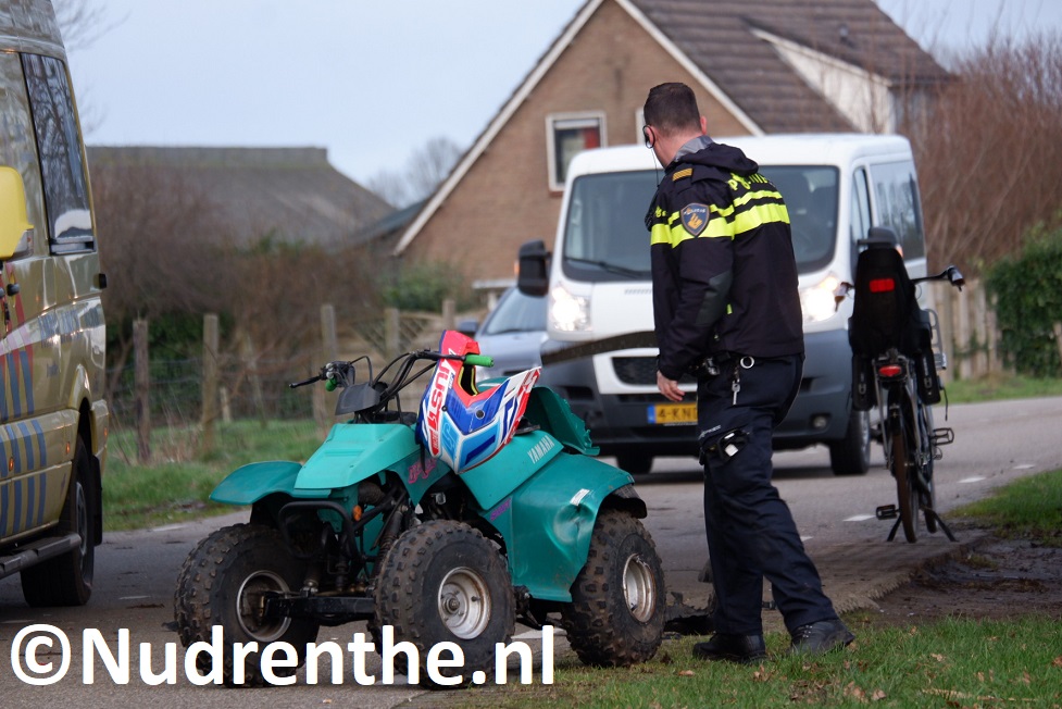 Bestuurder van een quad raakt gewond na ongeval met auto aan het Stieltjeskanaal in Coevorden.