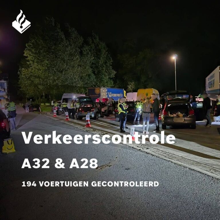 Grote verkeerscontrole op A32 en A28 levert forse boetes en aanhoudingen op
